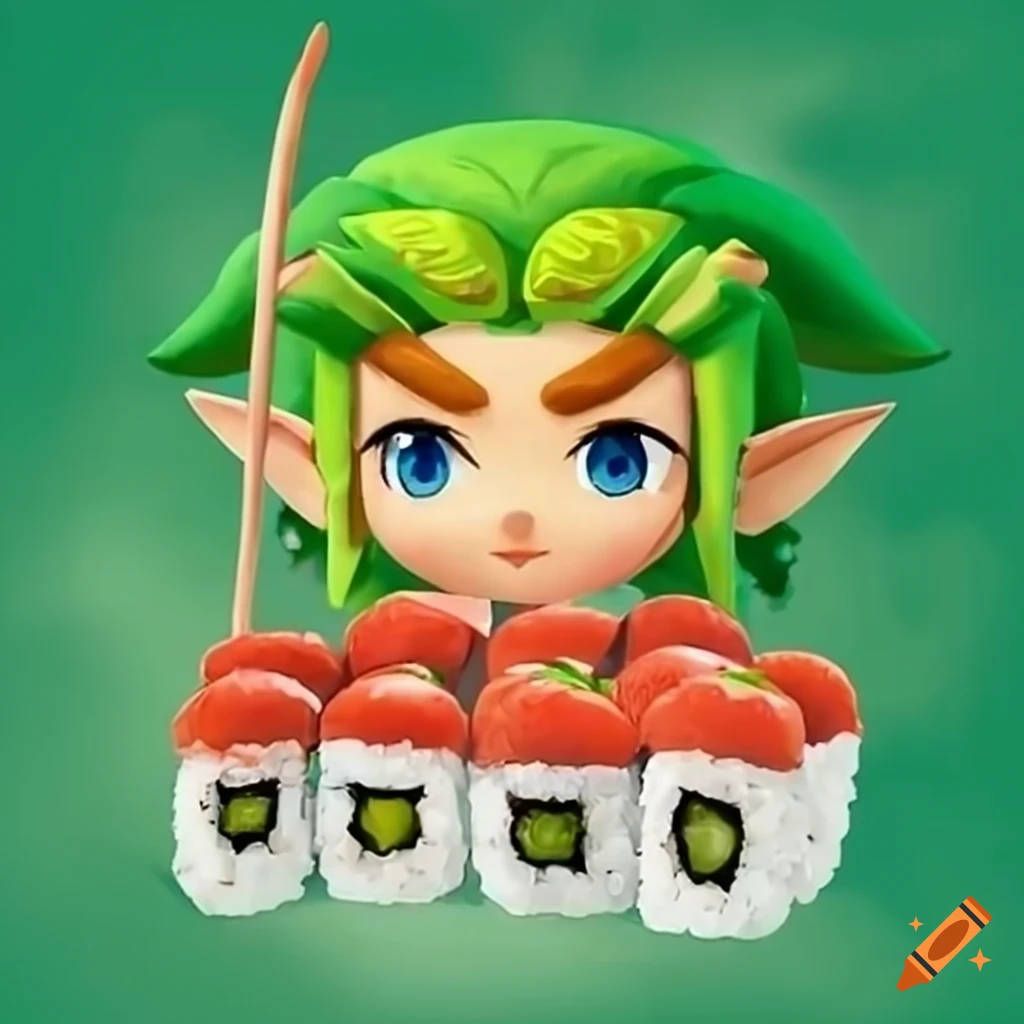 Zelda-themed sushi birthday cake