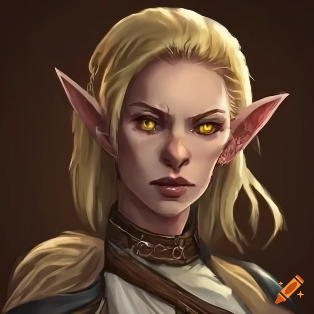 Female Elf Cleric named Eucawst in chain mail with a mace on Craiyon