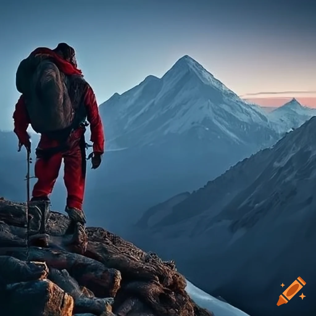 Tired mountaineer preparing to face another hill
