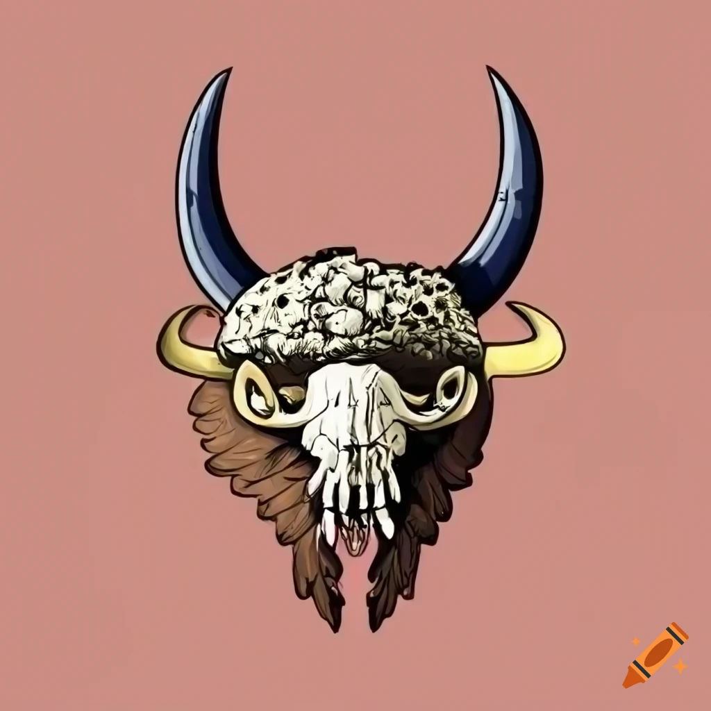 Cartoon justice eagle with bison skull