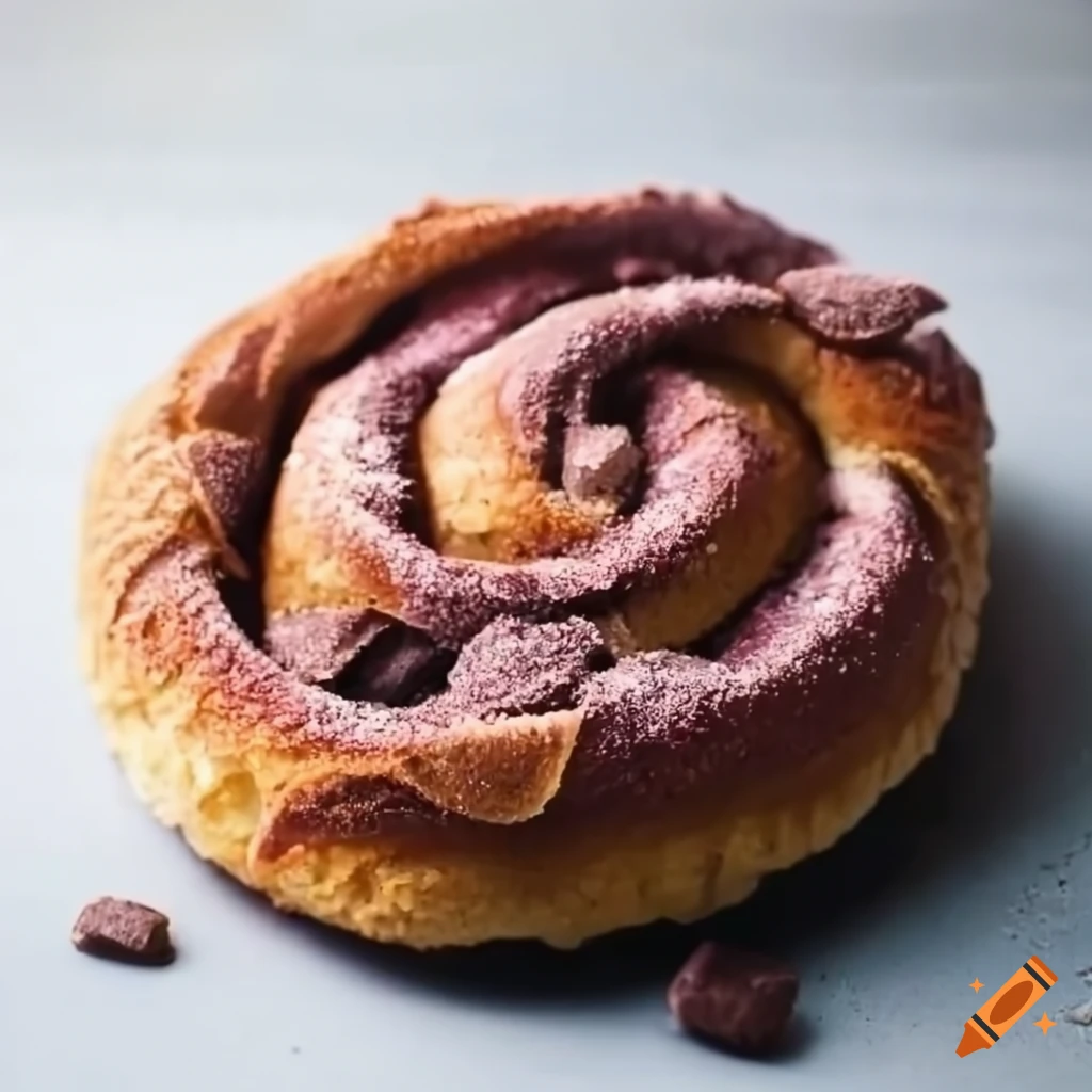 Delightful array of Ensaimadas with chocolate and powdered violet sugar