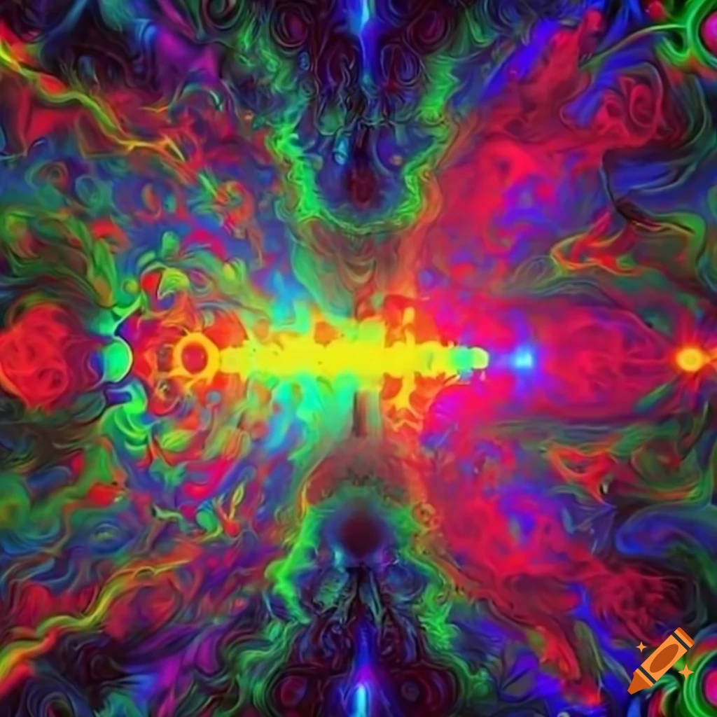 Psychedelic sound waves and bright lasers background