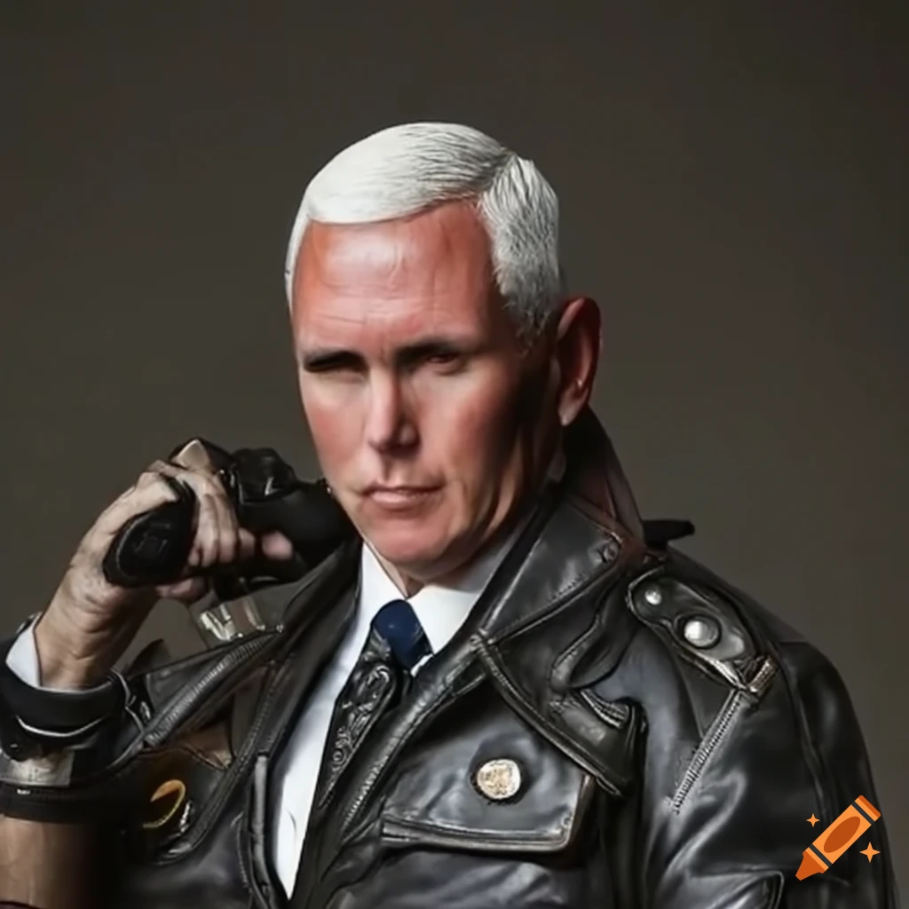Mike Pence in leather biker gear