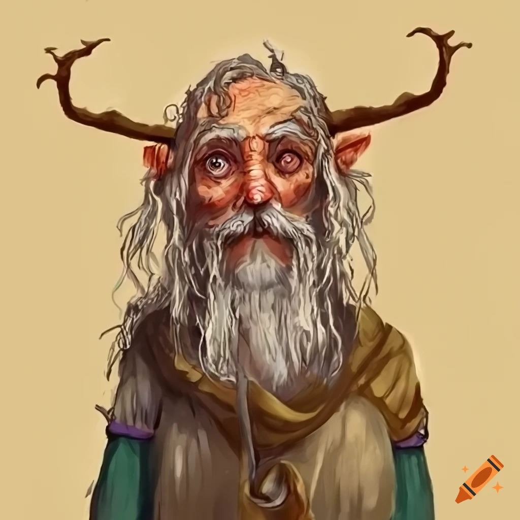 Crusty old friendly druid character