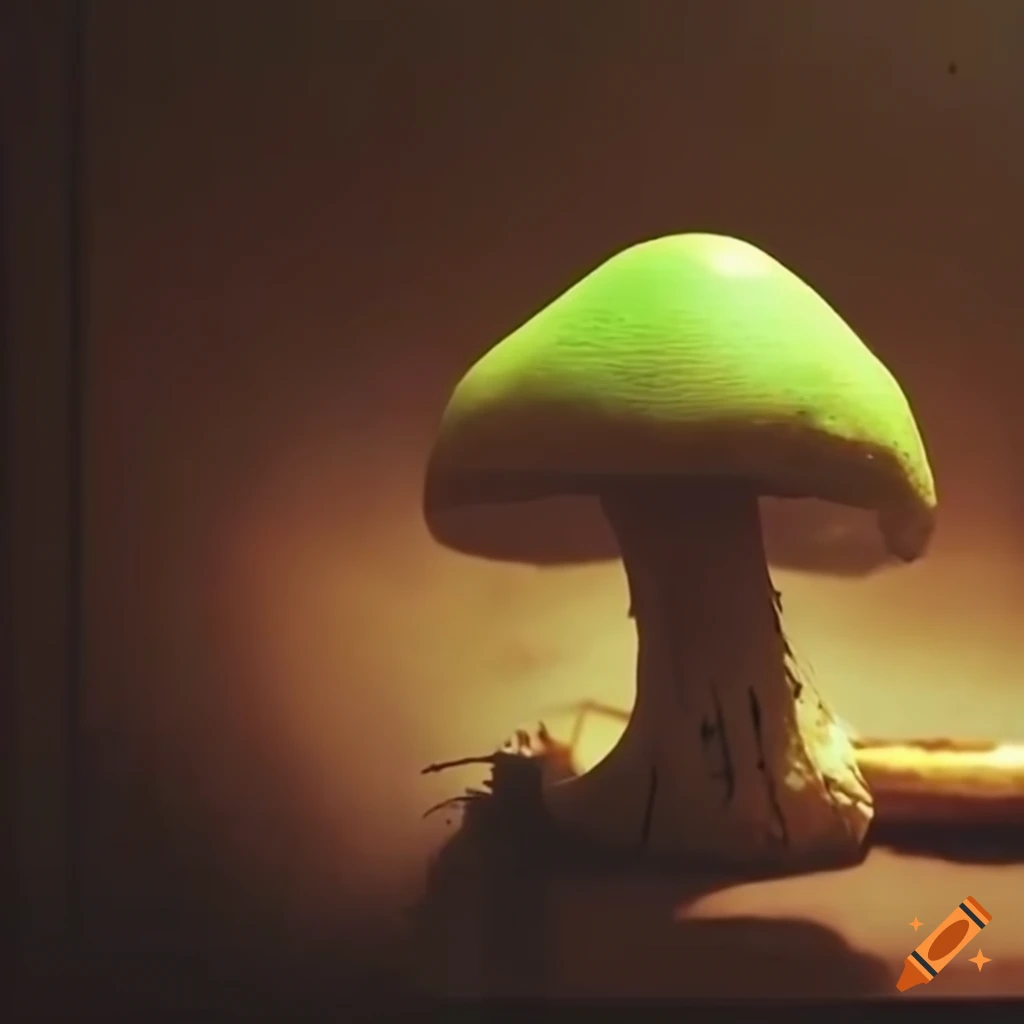 Green snake mushroom in a vintage horror film setting on Craiyon