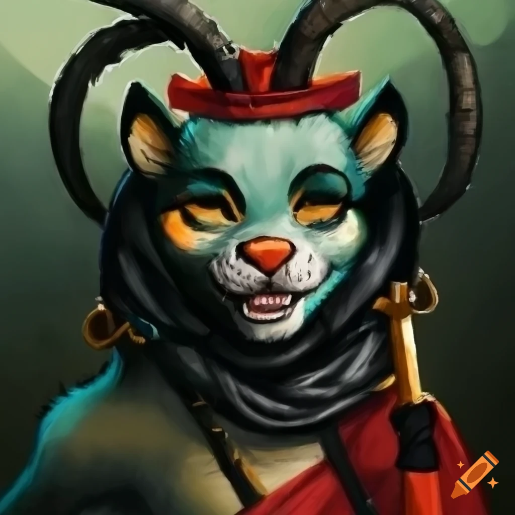Anthropomorphic chihuahua in tribal DnD shaman attire, depicted in charcoal drawing