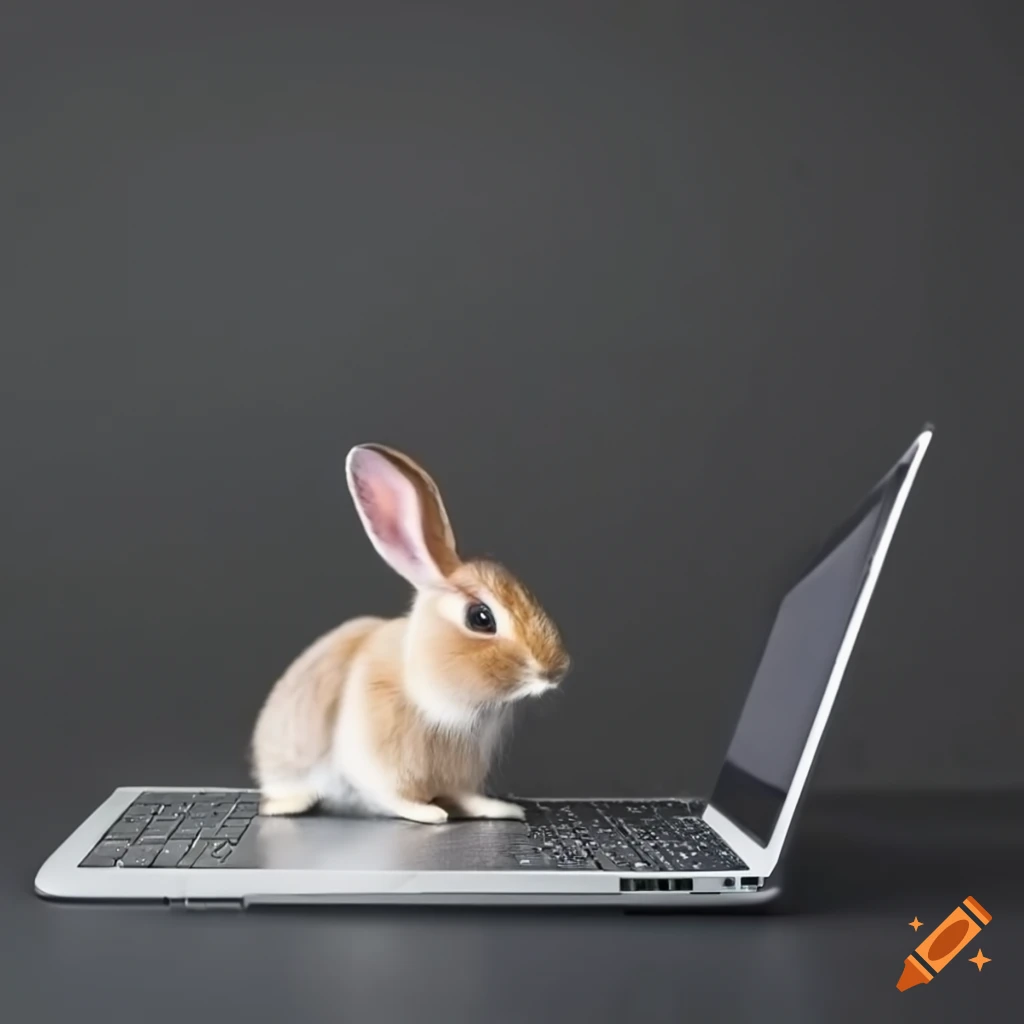 Bunny rabbit on laptop on Craiyon