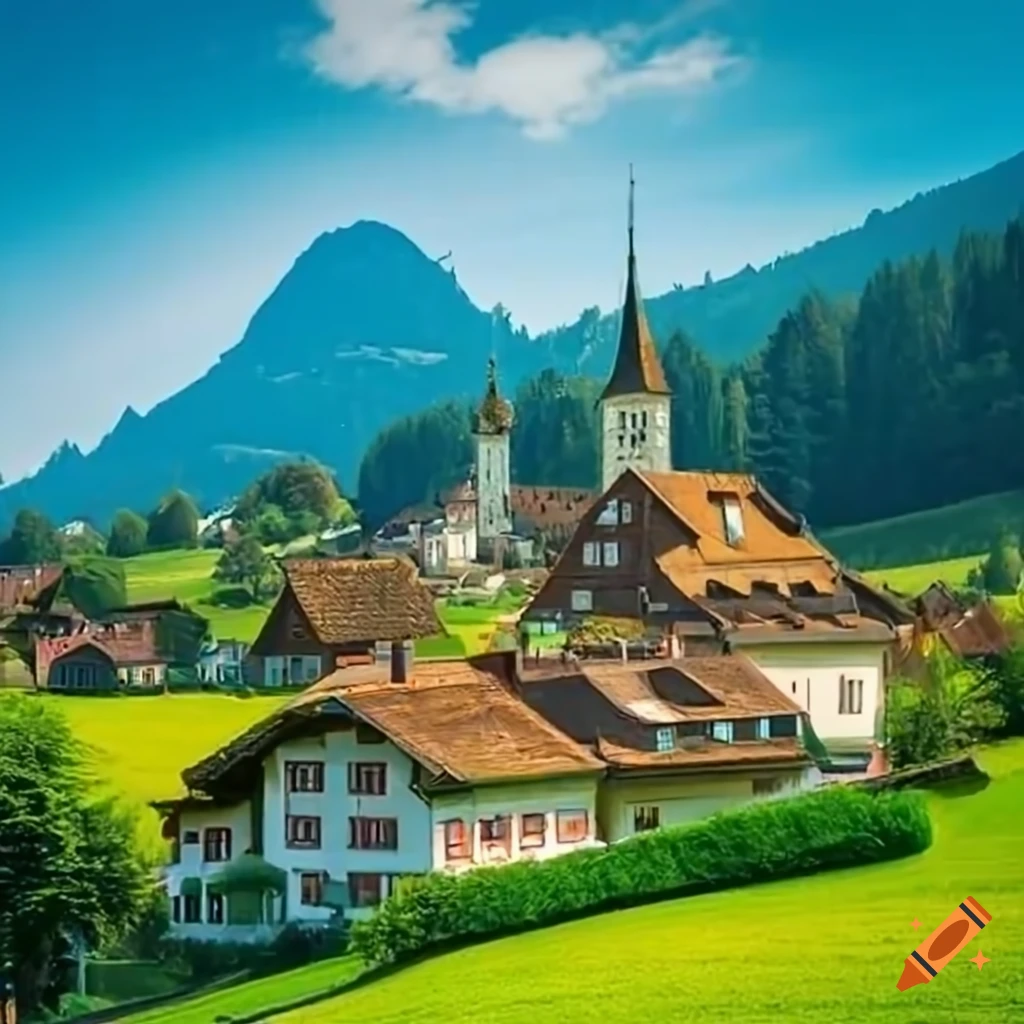 Villagers celebrating Tri-Holy Days of Easter in Swiss countryside
