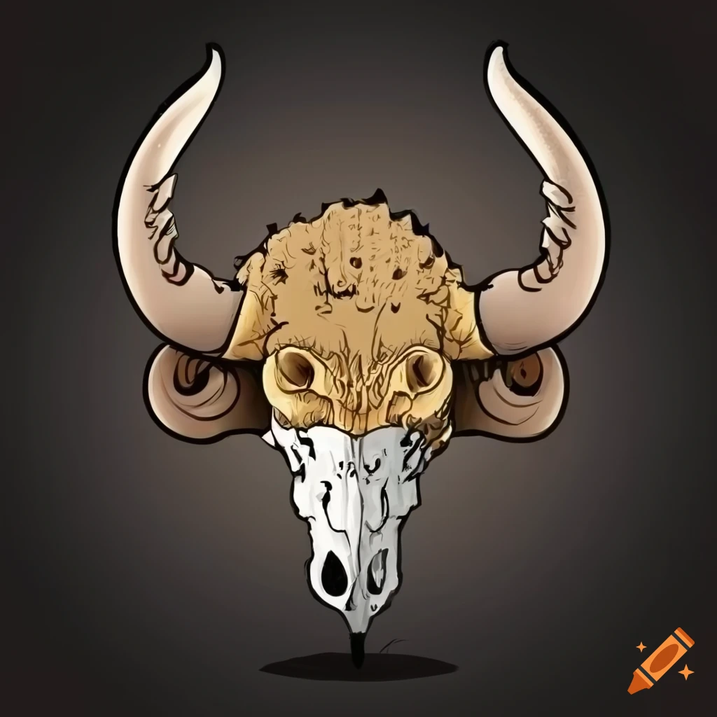 Cartoon justice eagle with bison skull