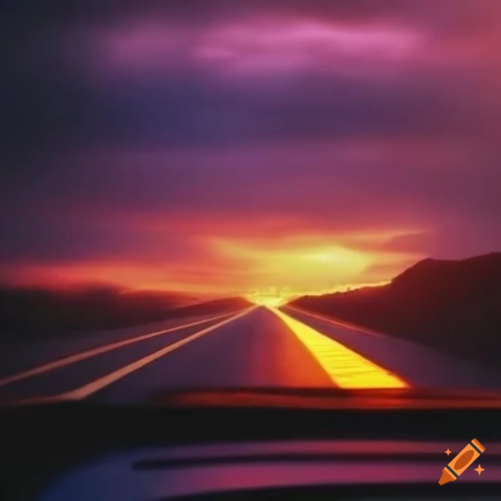 Driving at sunset