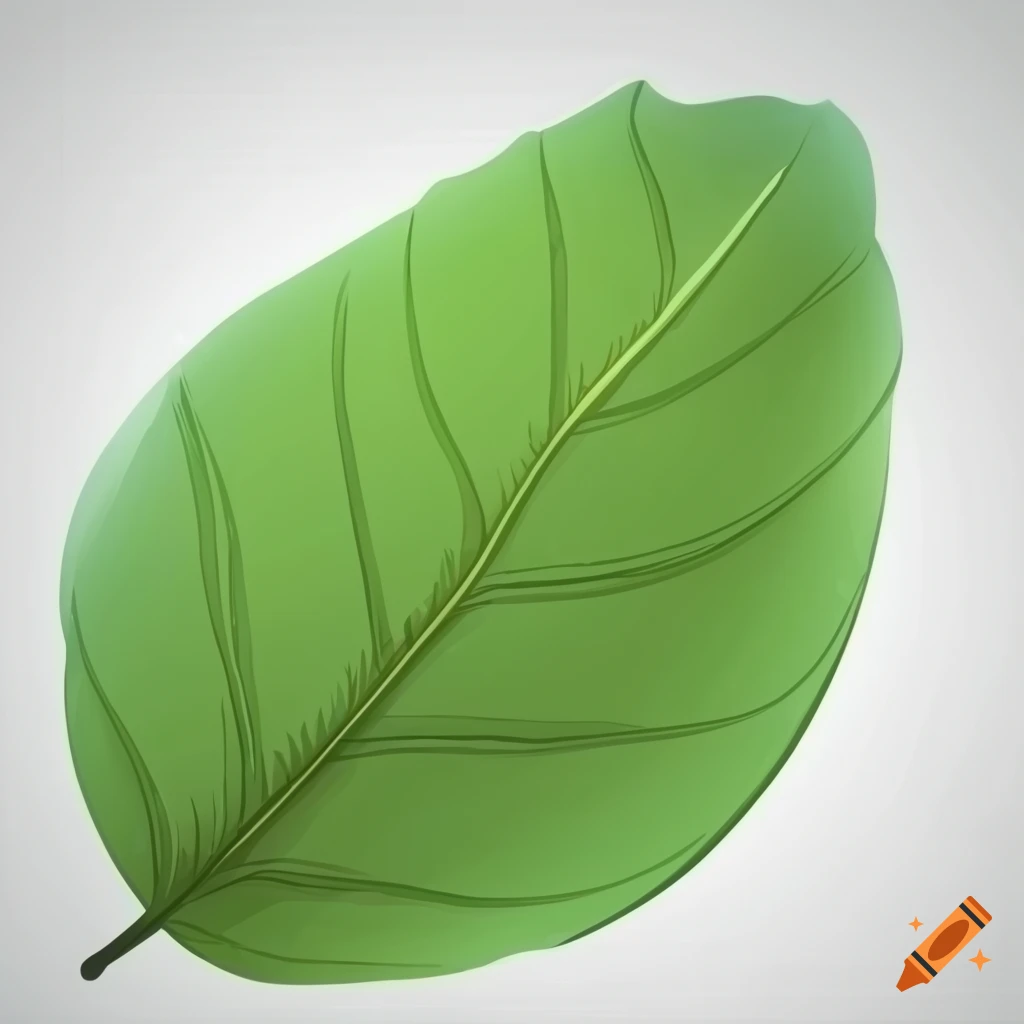 Single green leaf on monochrome white background
