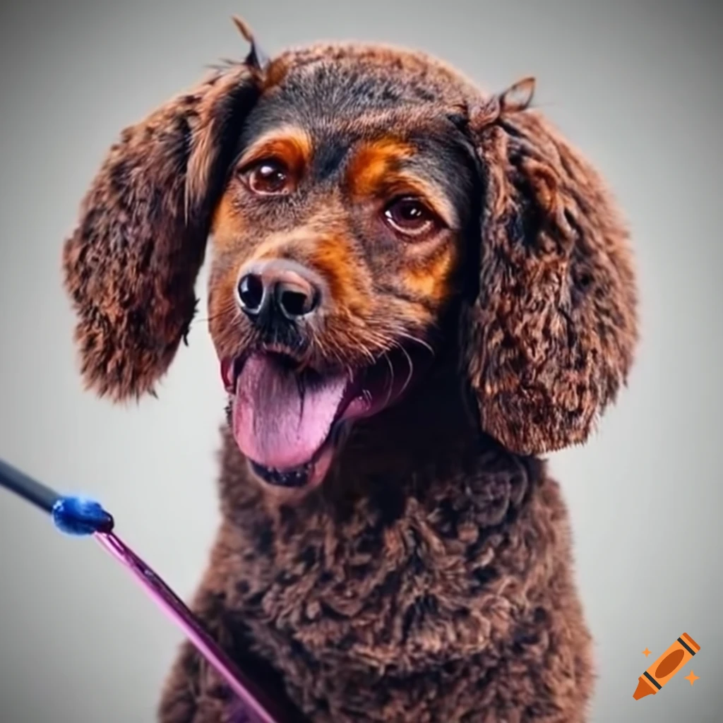 Dog grooming session