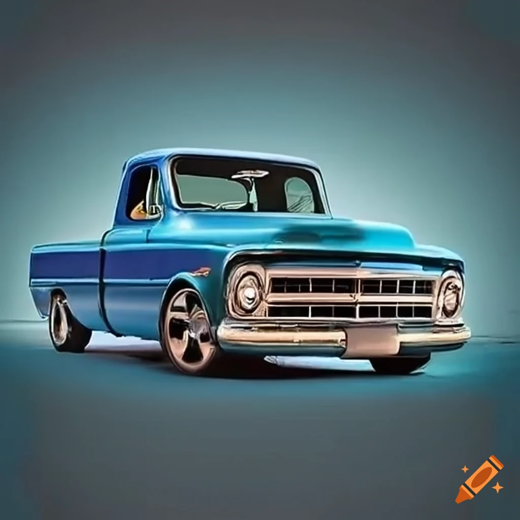 Blue Old School Chevy Truck On Craiyon