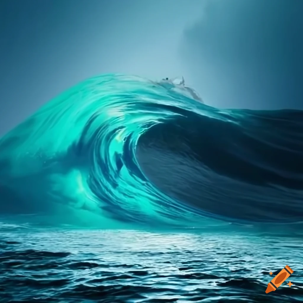 Boat navigating through fierce wave for a website logo on Craiyon
