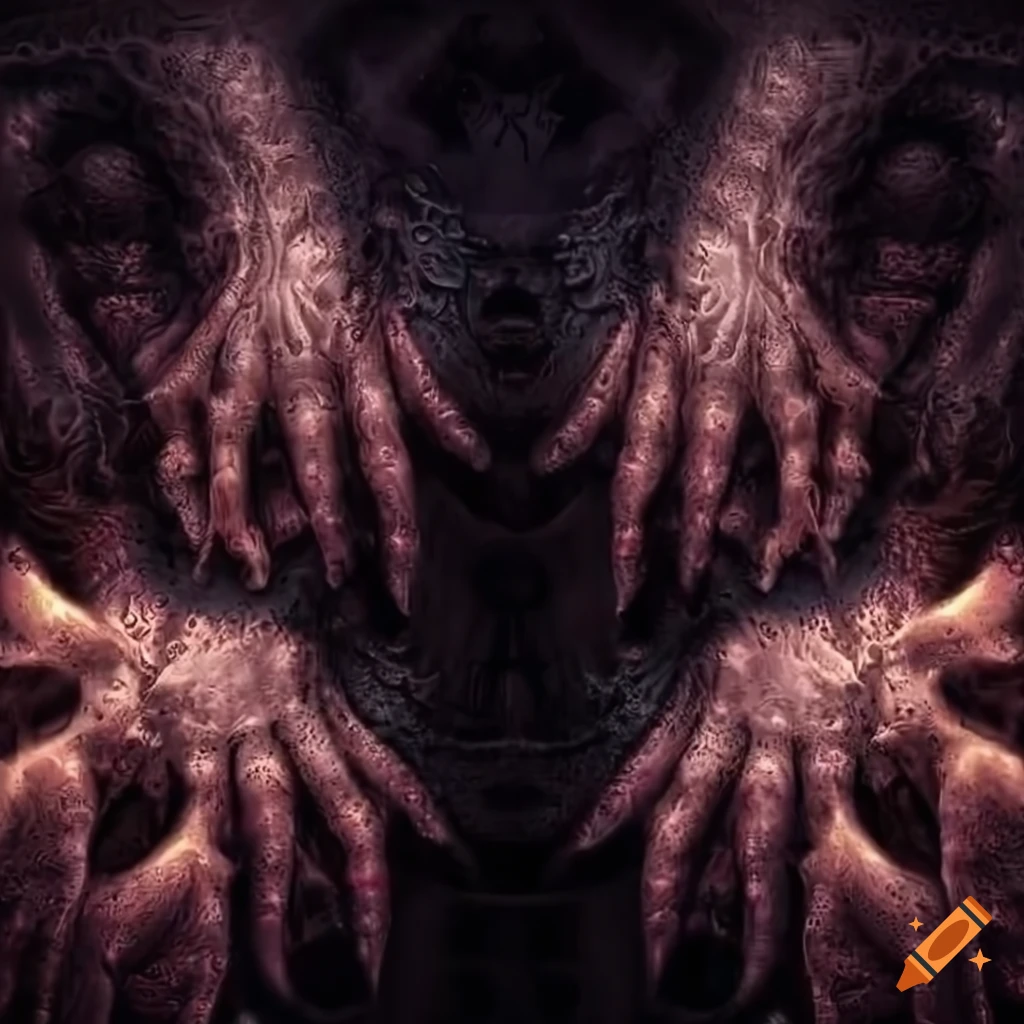 Monster with body made of hands in a fantasy setting