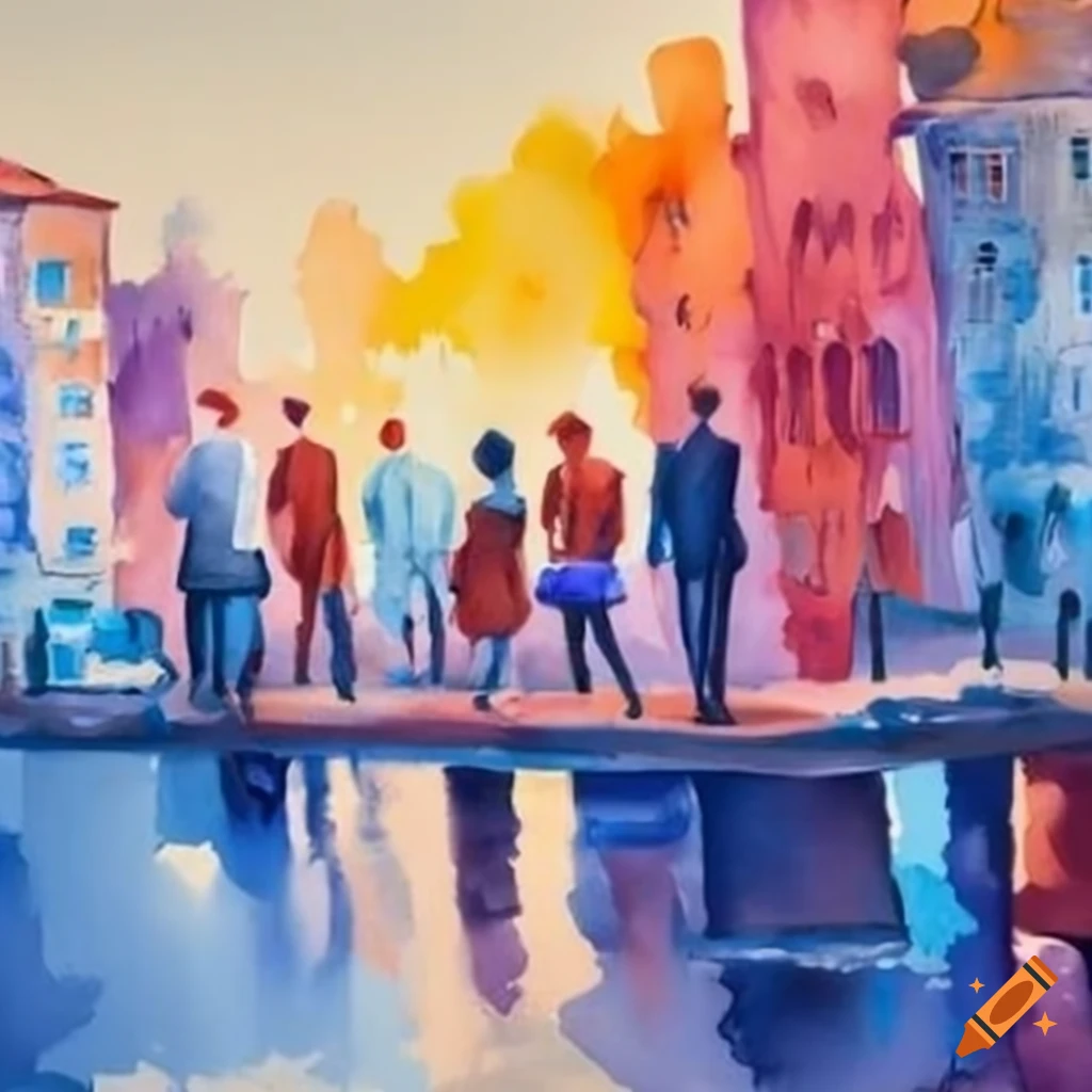 Watercolor illustration of a business team
