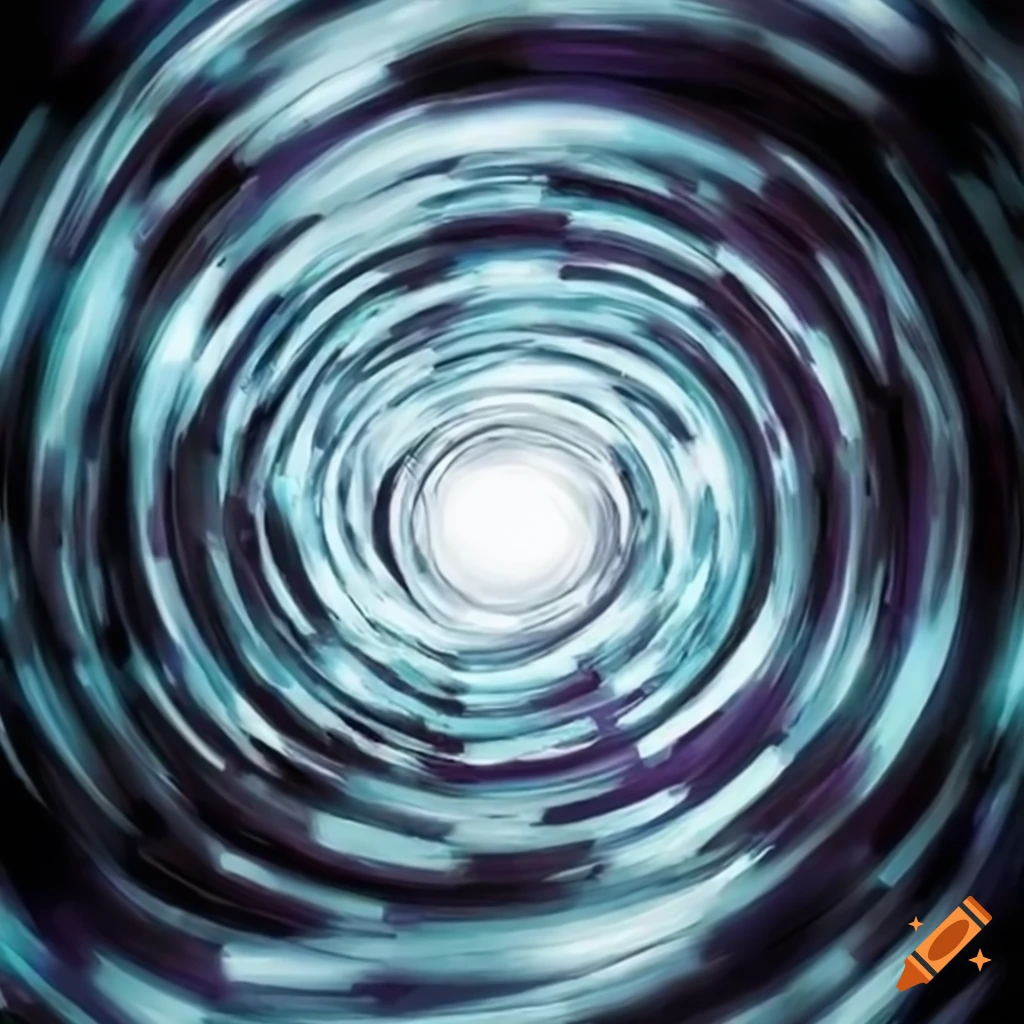 Yu-Gi-Oh cards swirling into a black and white vortex on Craiyon