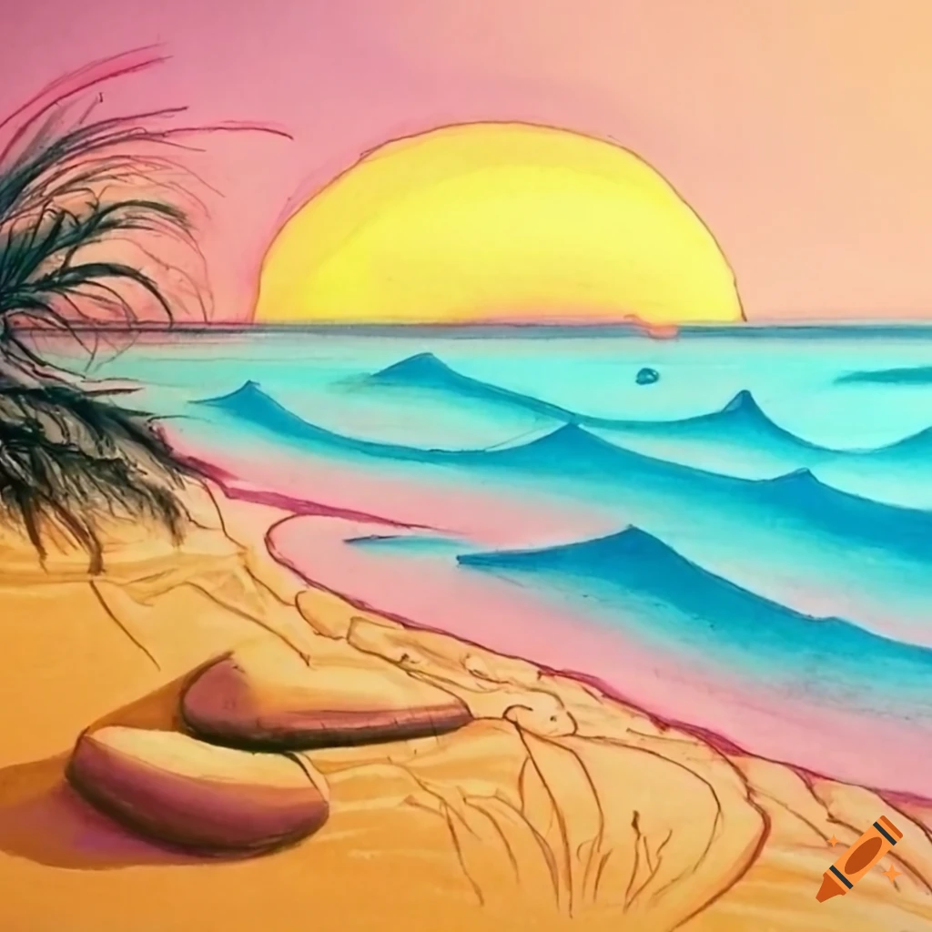 easy beach landscape drawing