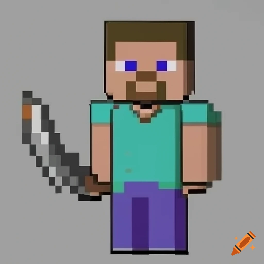 Pixelated art of iconic Minecraft character Steve on Craiyon