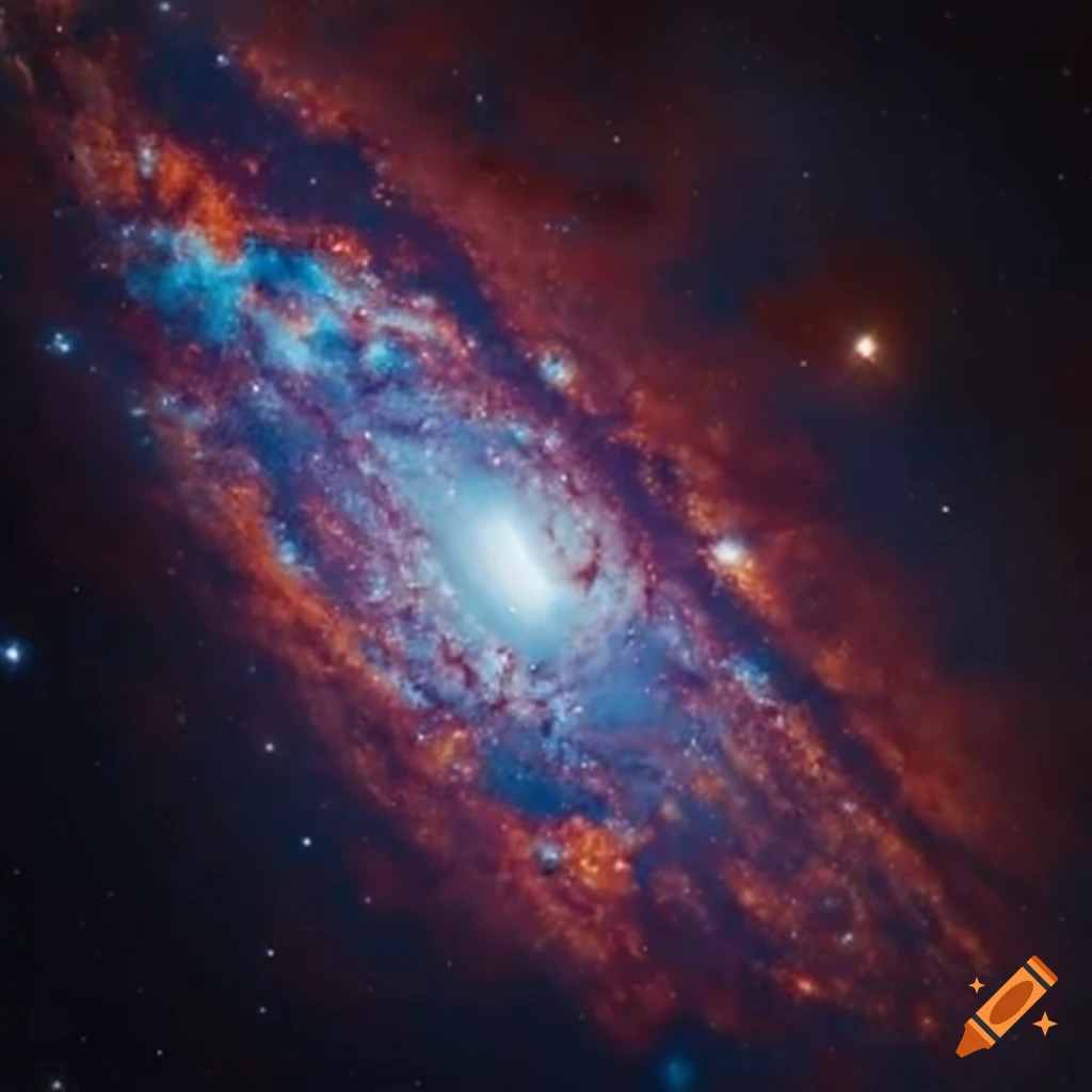 Space galaxy with spacecraft
