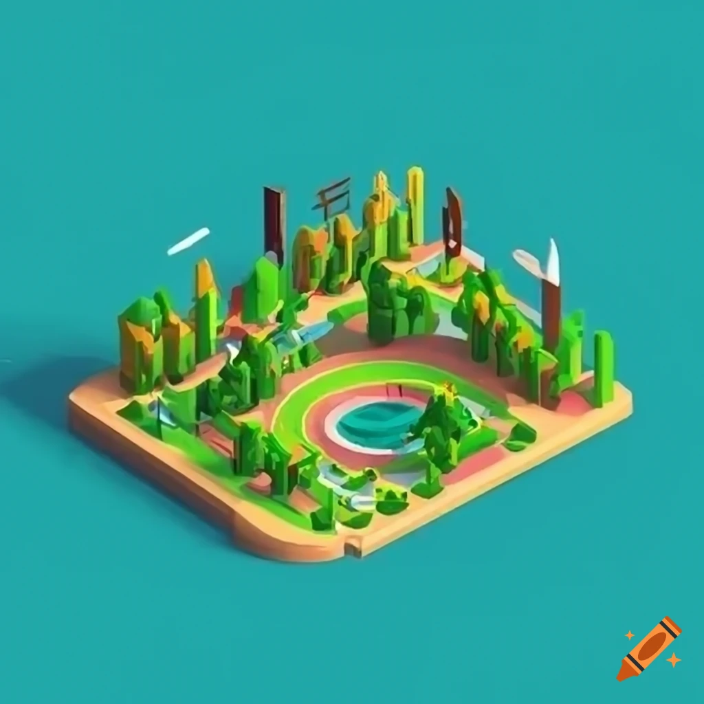 Isometric view of a park