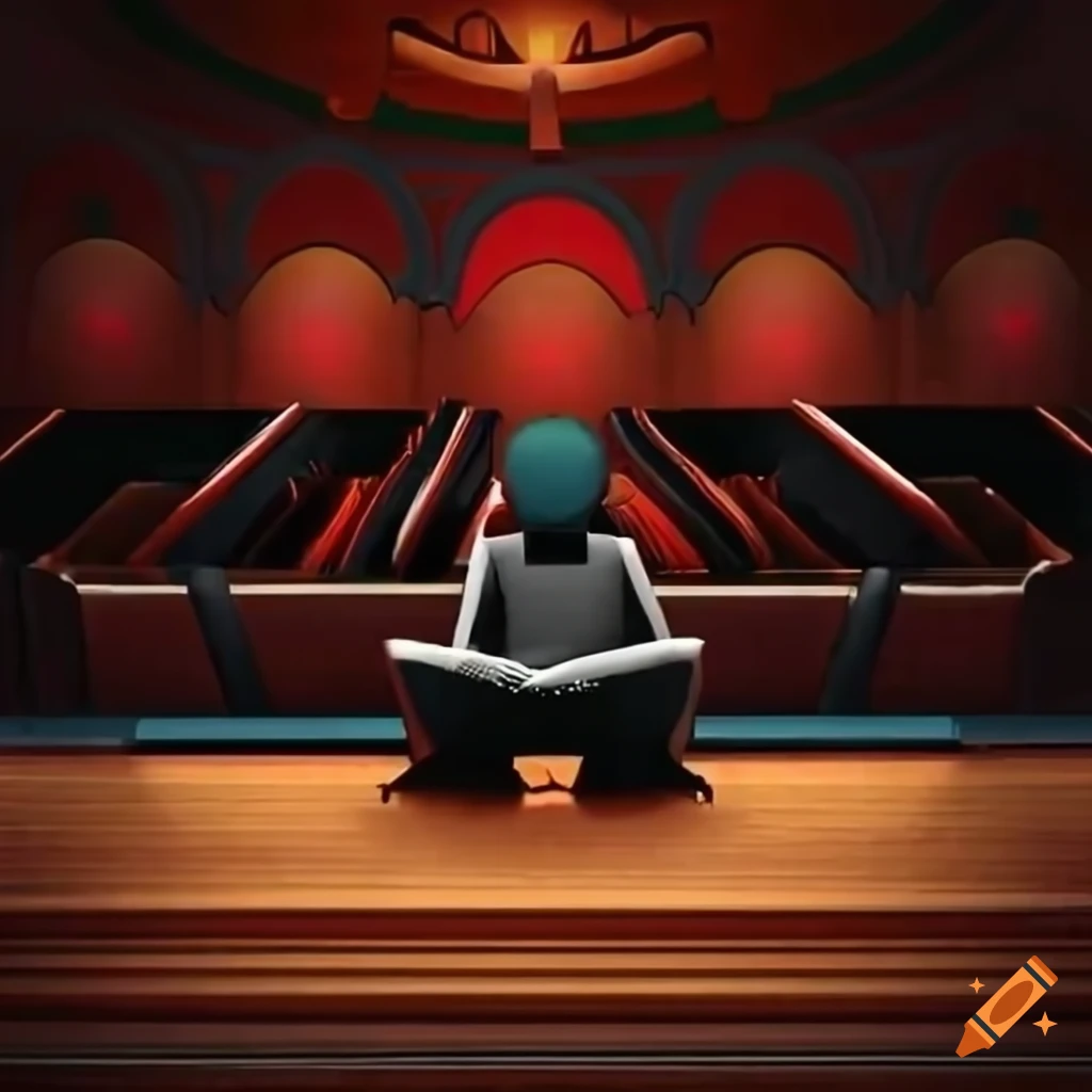 Person sitting on a piano in a music auditorium