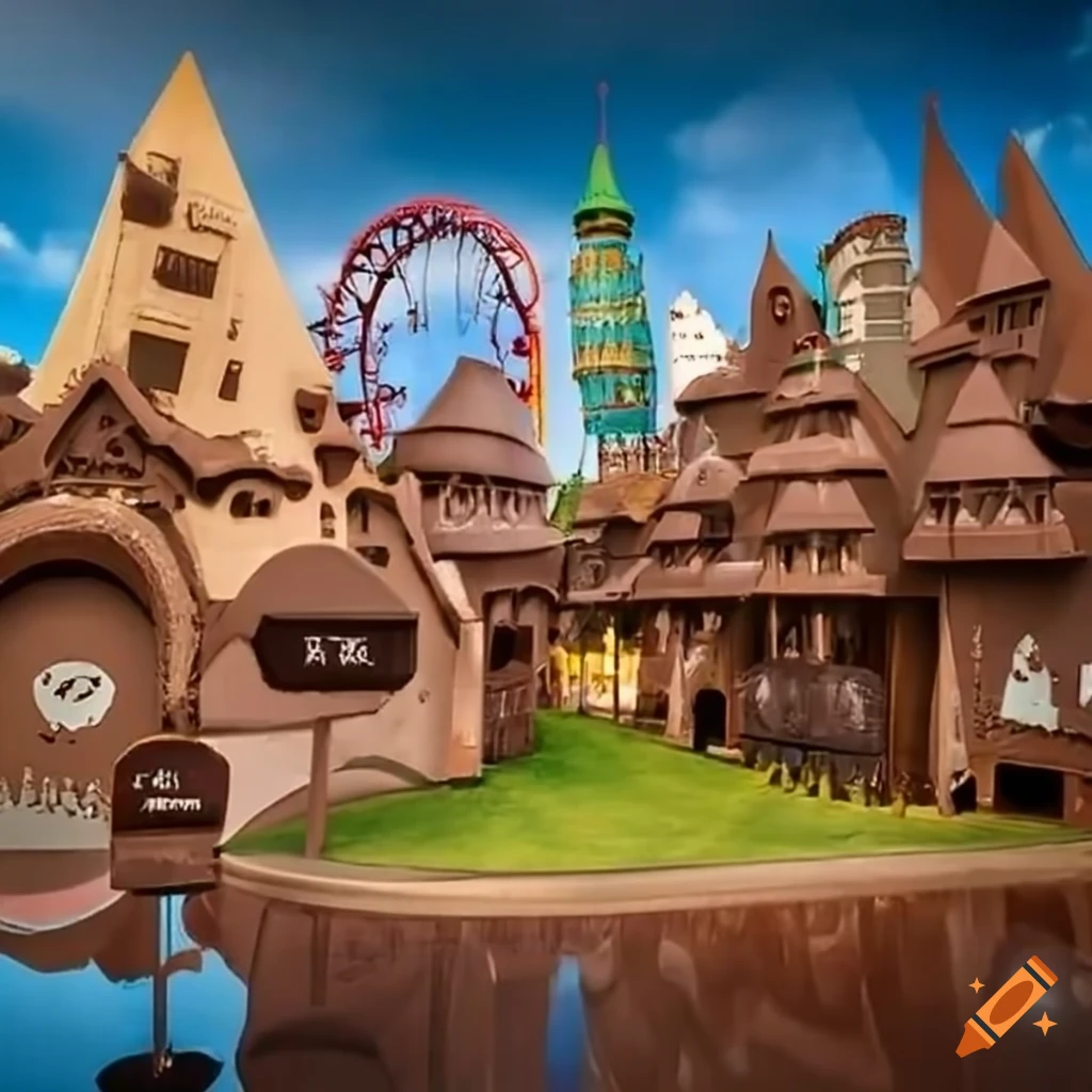 Chocolate themed land at a theme park