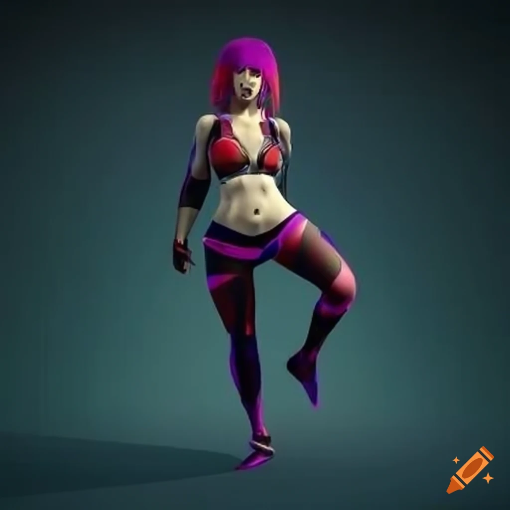 Elastic Punk Female Character with bold geometric patterns