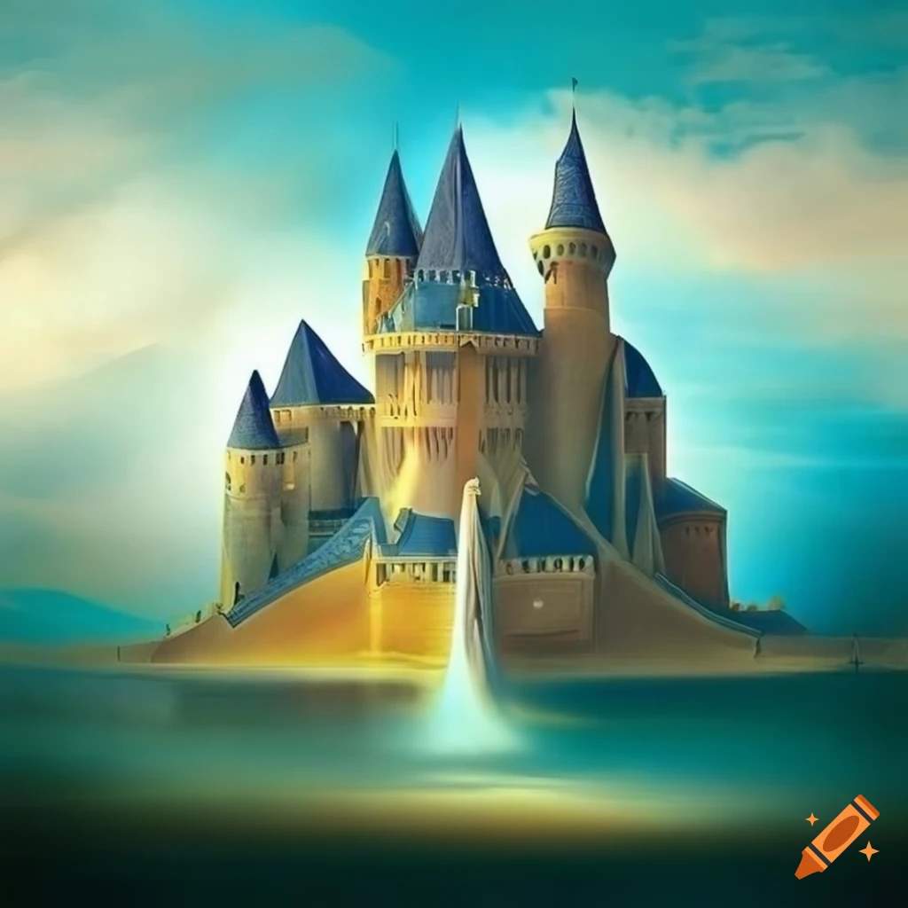 Paper art illustration of a palace castle in high quality