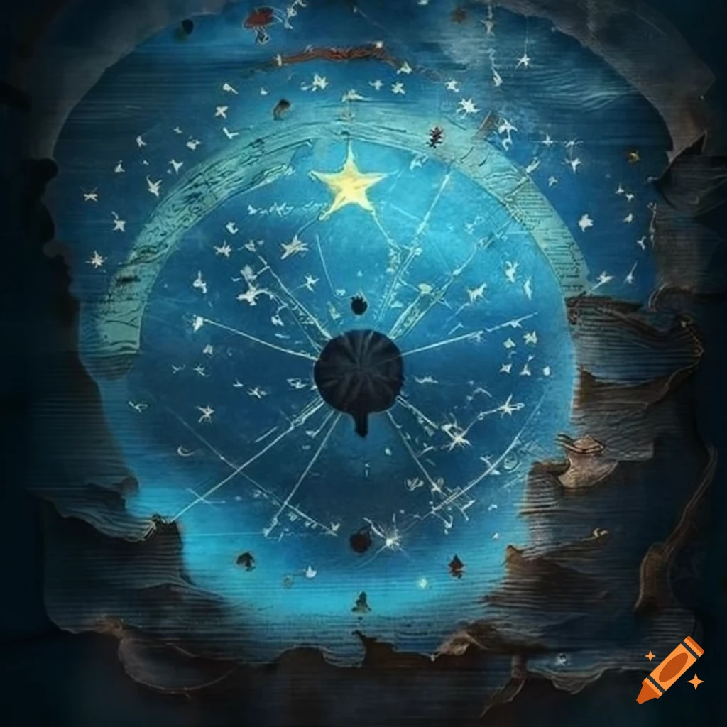 Fantasy star chart map on parchment on Craiyon