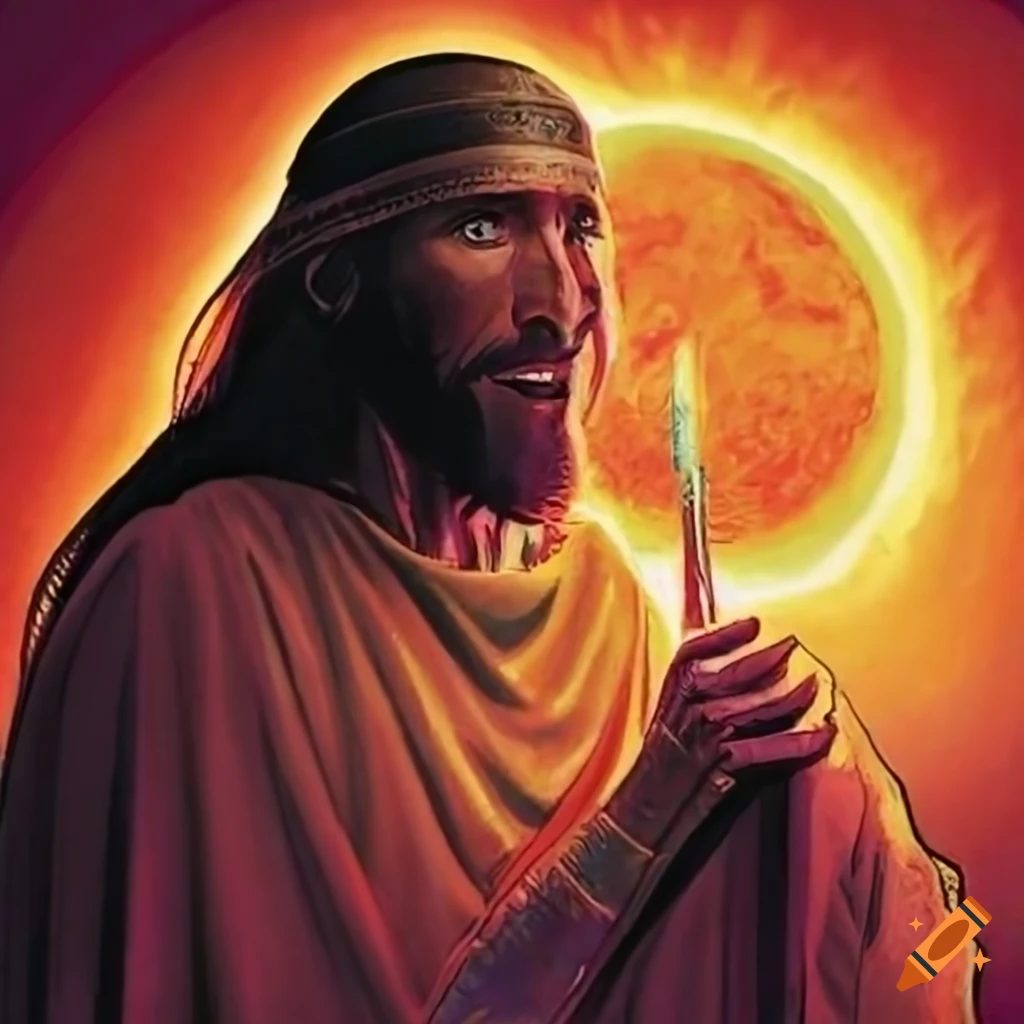 Biblical scene with dark red sky referencing Luke 23:44-45