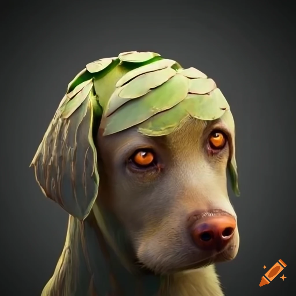 Whimsical fusion of Labrador retriever and artichoke