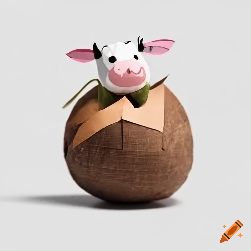 Paper craft cow coconut sprout
