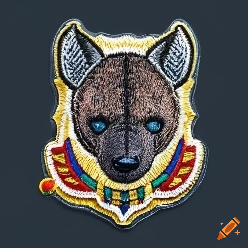 Hyena wearing Egyptian accessories patch
