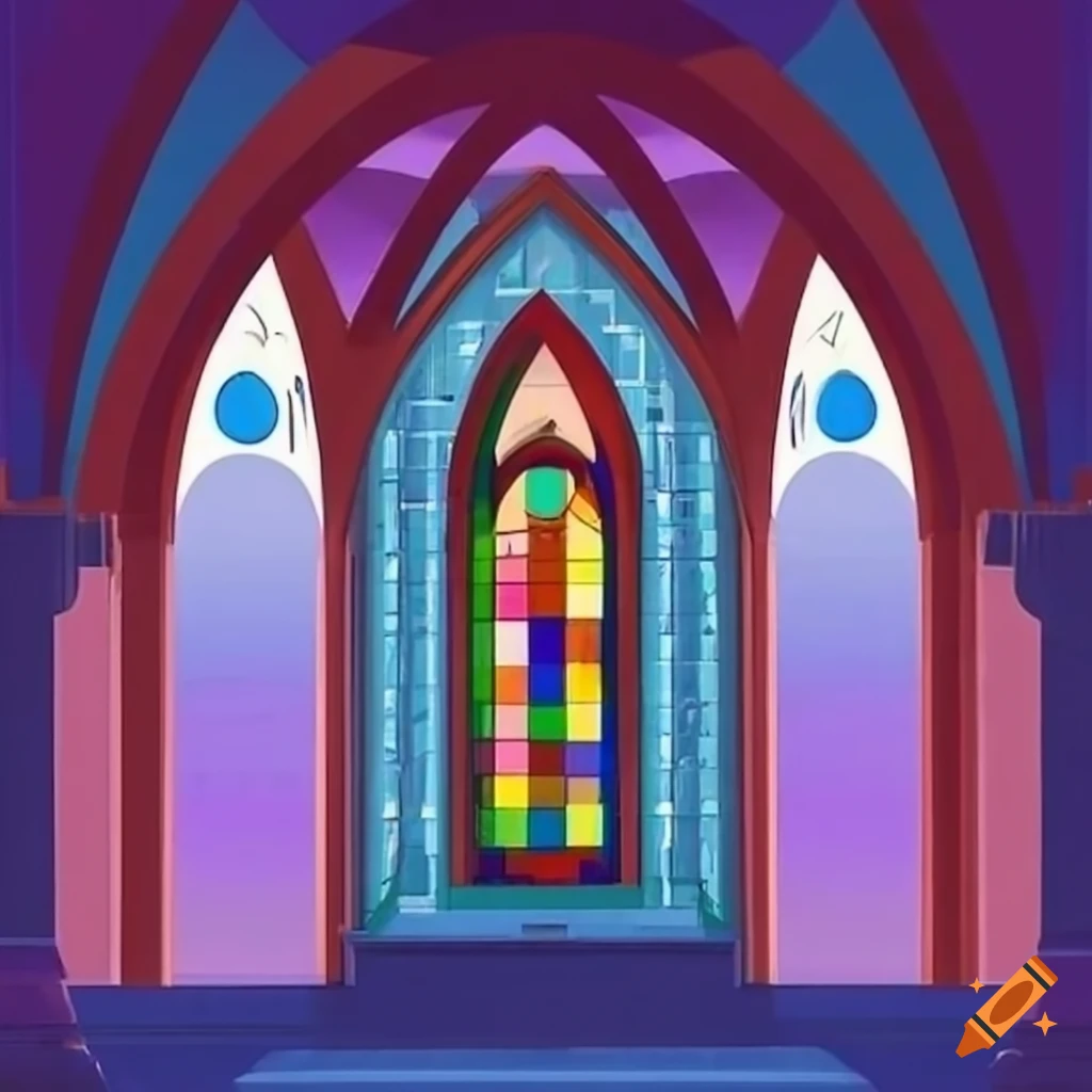Church with colorful stained glass windows on Craiyon