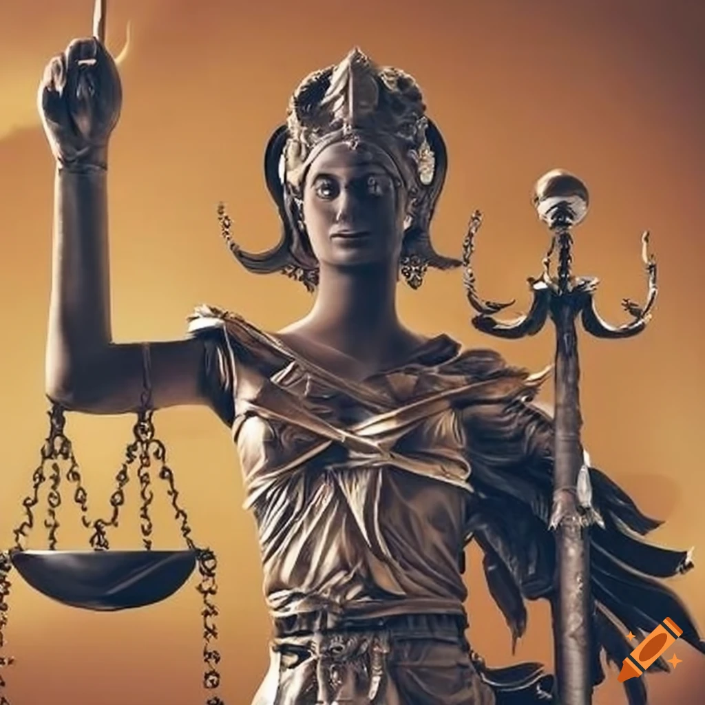 Divinity of justice holding a scale