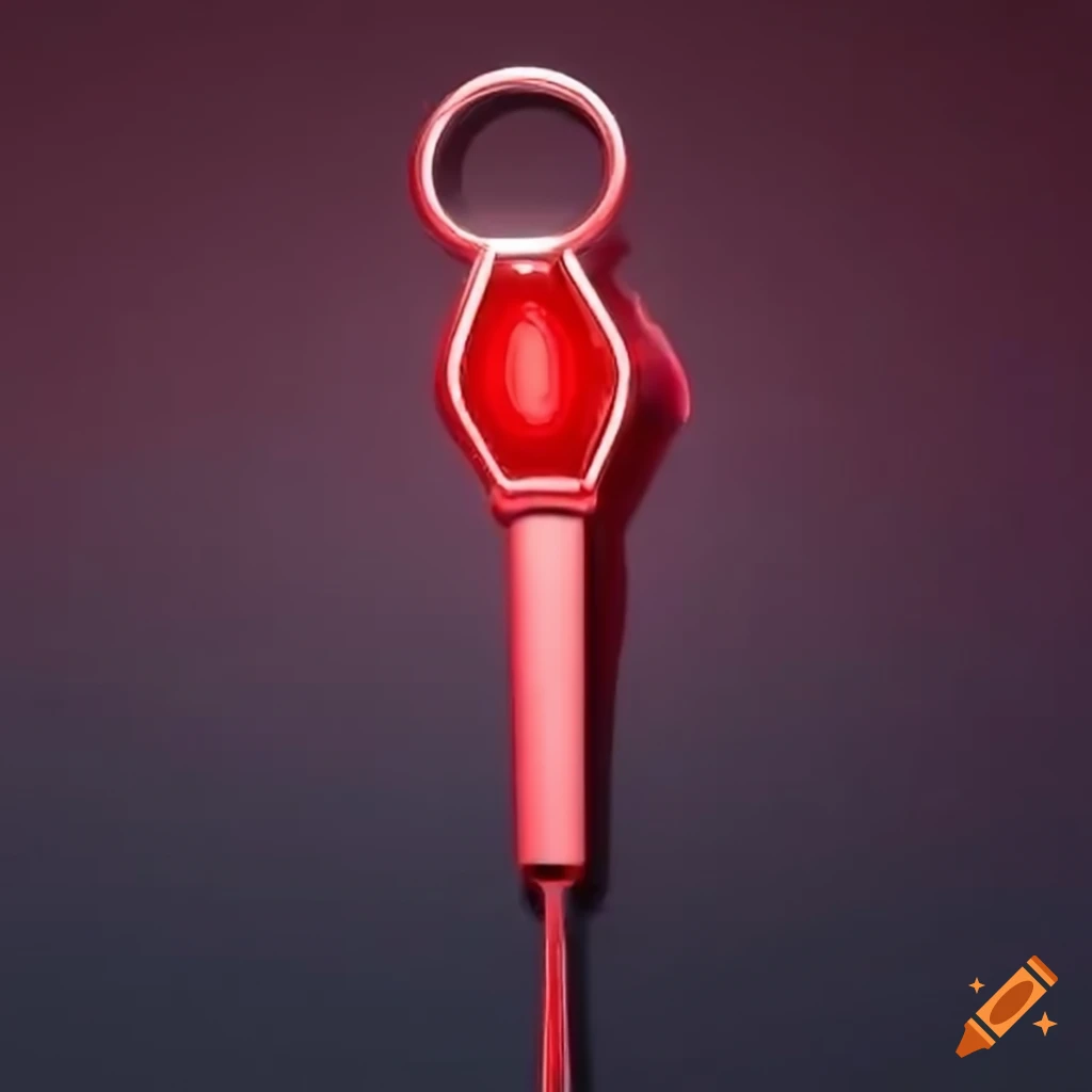 Red Kpop lightstick shaped like a safety pin