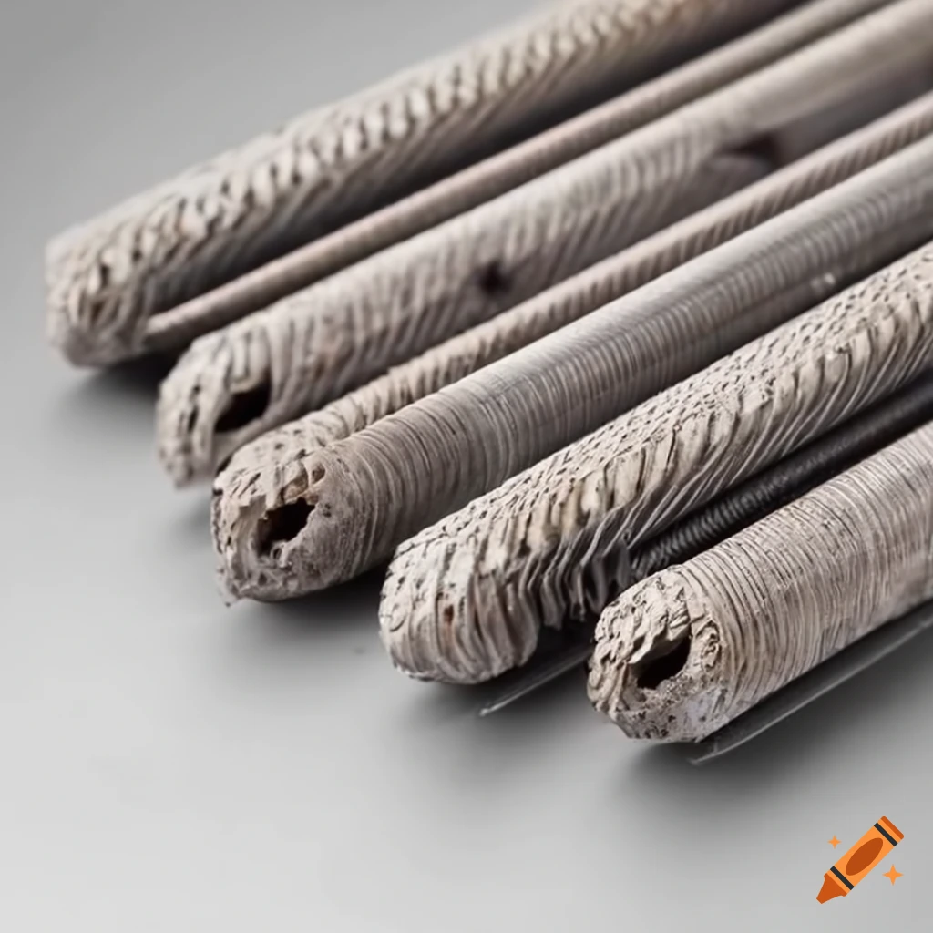Reinforcement steel rods in fresh concrete