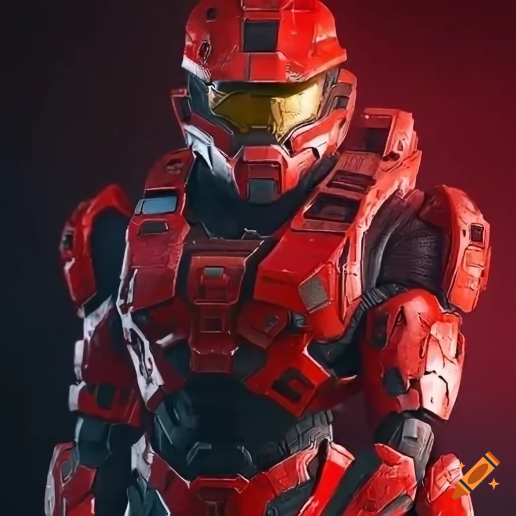 Halo infinite black and red spartan mark vii with gold visor in 