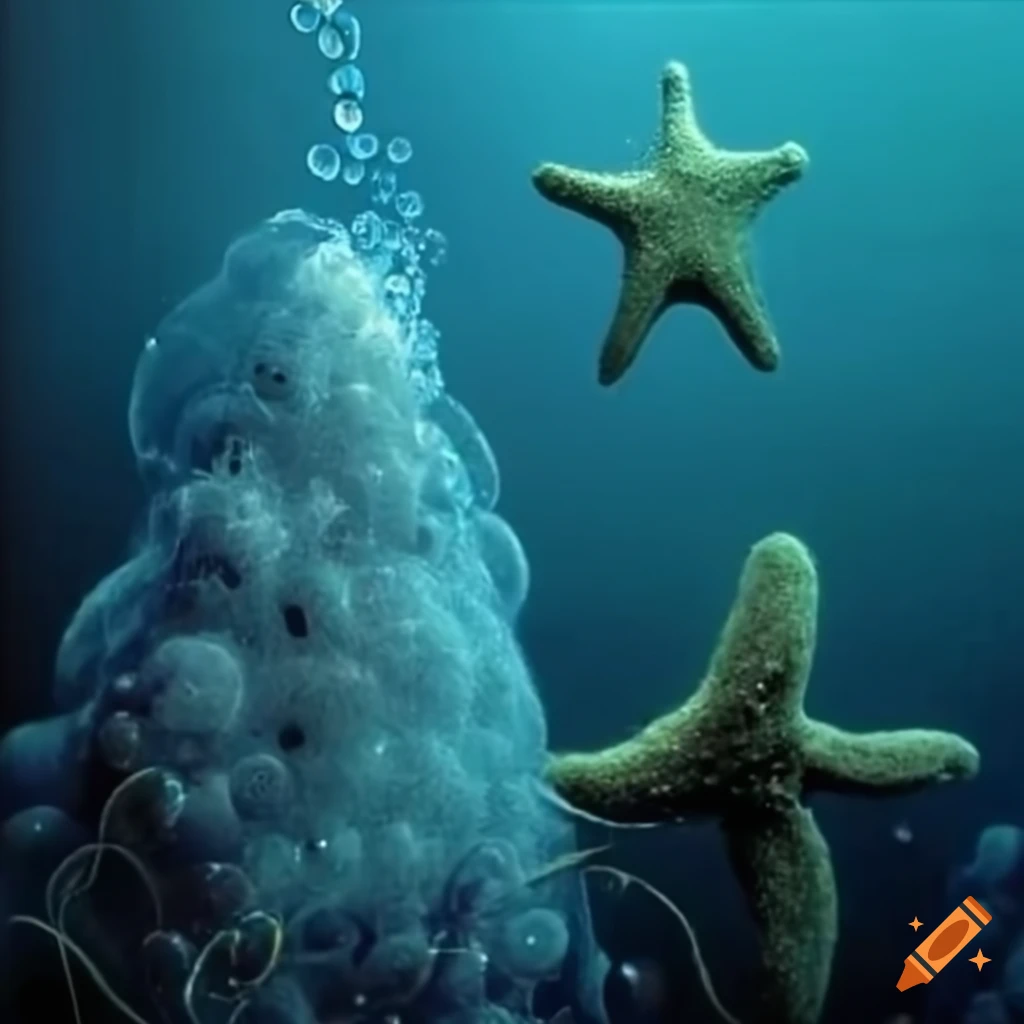 Needle felt under water scene with octopus, starfish, air bubbles, and