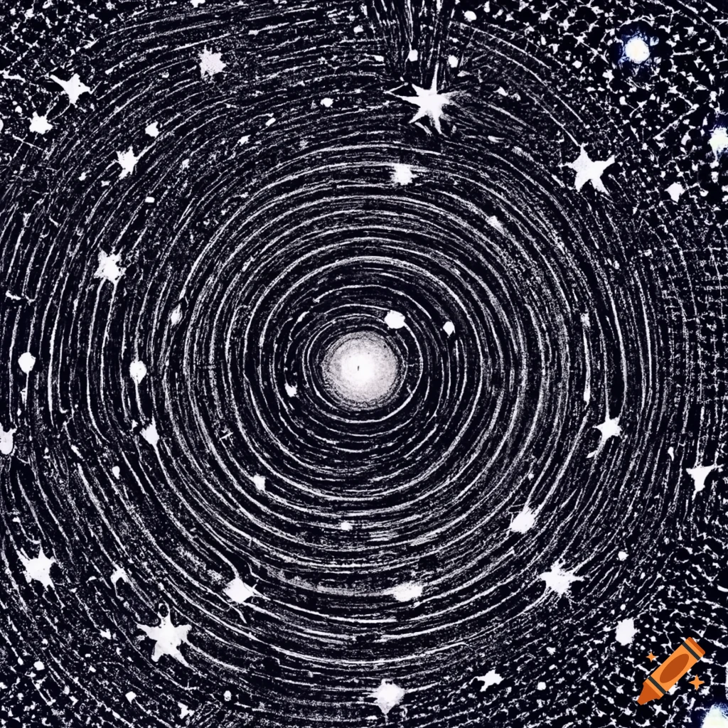 Emo vibes with stars and galaxies, feeling drained in black and white
