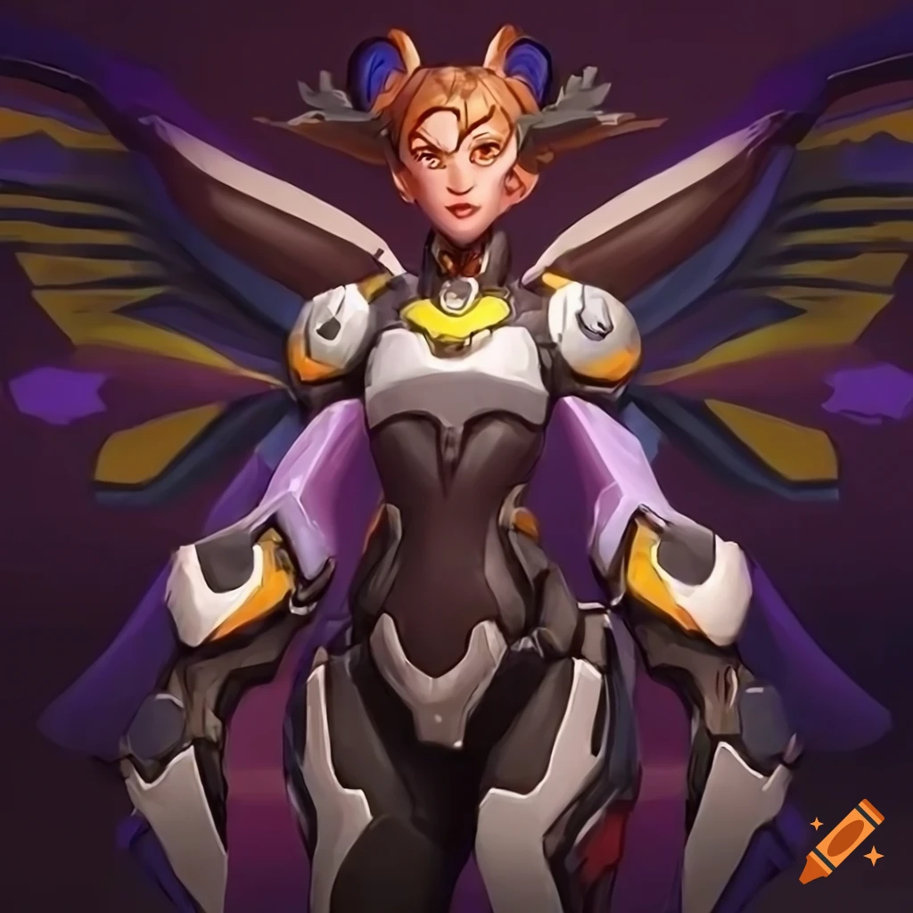 Overwatch hero with a butterfly in high-quality 4k concept art