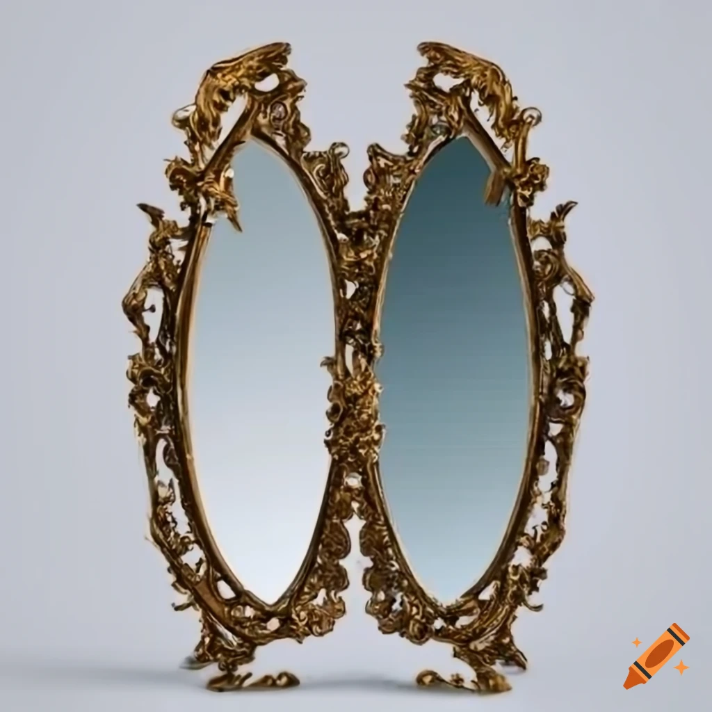 Two mirrors facing each other on a white background on Craiyon