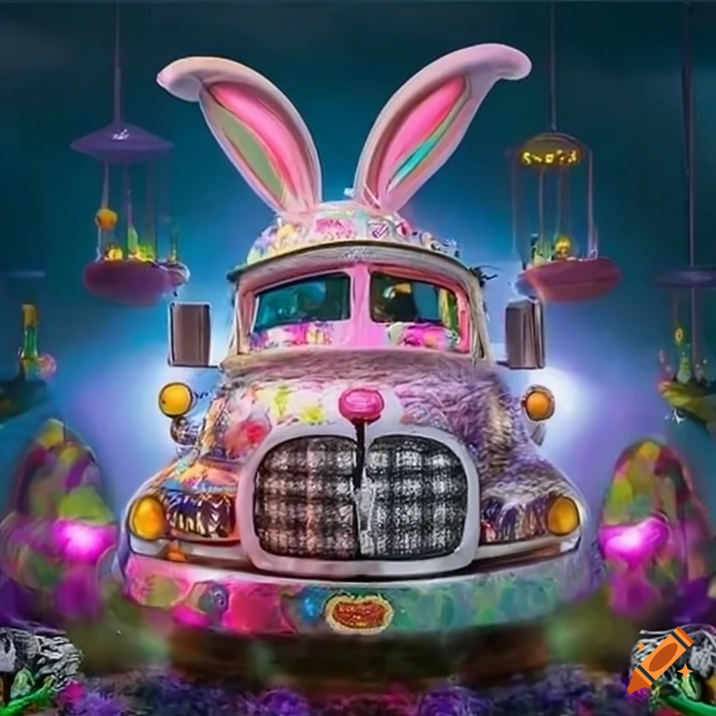 Easter truck with bunny and eggs