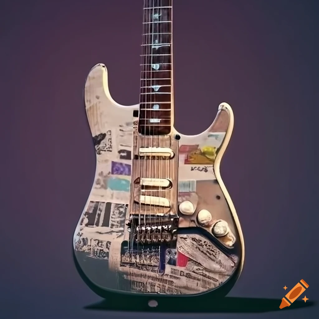 Electric guitar with newspaper pickguard