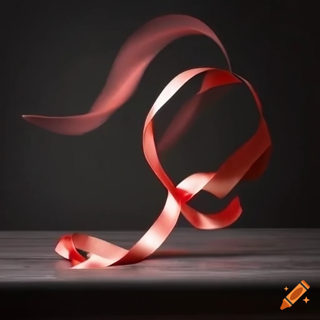 Long wide ribbon on the table