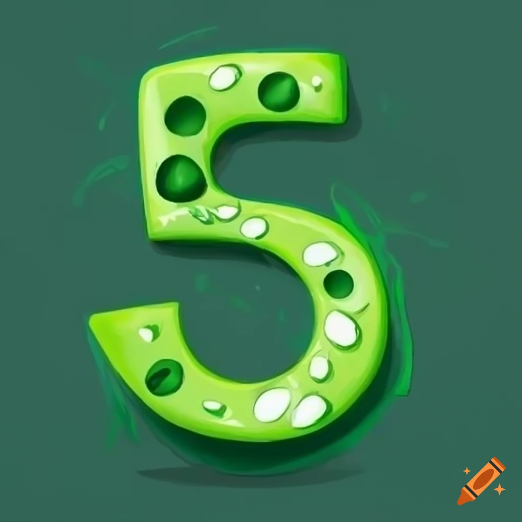 Green cheese shaped like the number 5