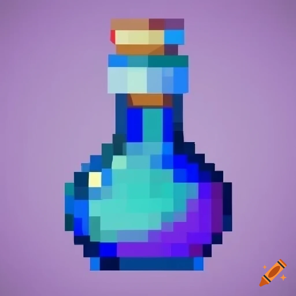 Low poly blue magic potion in pixel art style