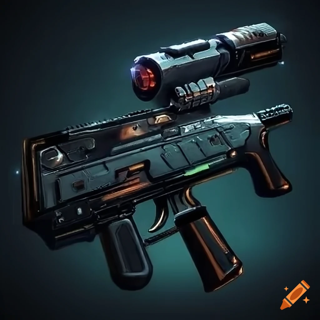 Futuristic cybernetic pistol weapon with advanced technology