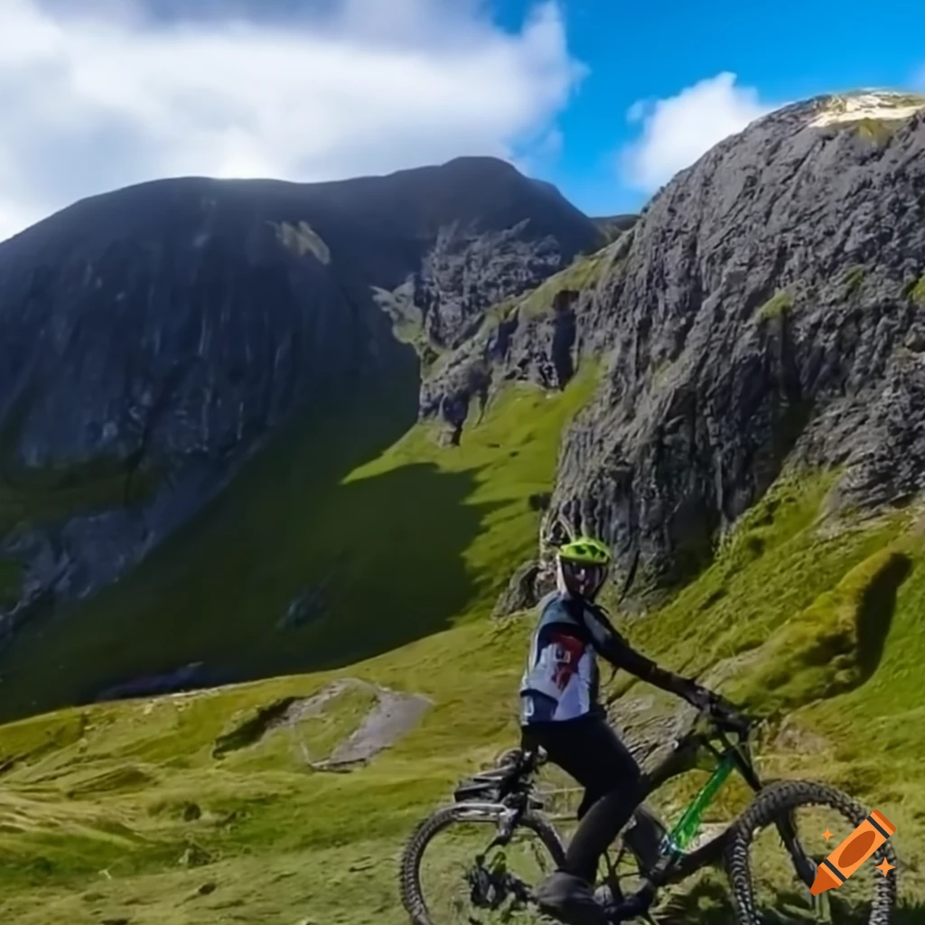 R2-D2 riding a mountain bike down Aonach Mòr